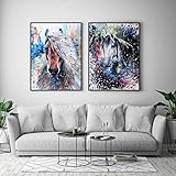 2 set Wandkunst Tiere Leinwand Pferd Poster Dekorative Aquarell Drucke Poster Schlafzimmer Wohnkultur Gemälde 40X60cm Kein R