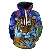 3D Tiger bedruckte Herren Hoodies Mode Männliche Sweatshirts mit Hut Herbst Tier Hoodie, 00365GC, S