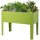 COSTWAY Hochbeet Metall, Pflanzkasten Blumenbeet Gartenbeet Blumenkasten Blumentrog Grün für Obst, Blumen, Gemüse im Freien, Garten, Innenbereich (60 x 30 x 45cm)