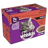 Whiskas 7+ Nassfutter für Seniorenkatzen, Fleischsortiment in Soße, 12 x 100 g
