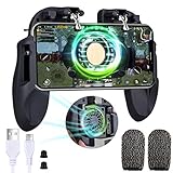 Qoosea Mobile Gamecontroller Gamepad mit Lüfter und eingebautem 450-mAh-Akku Sensitive Shoot Aim Joysticks-Tasten Spielauslöser Kompatibel mit Android- und iOS-Handy