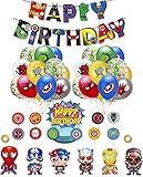 smileh Superhelden Deko Geburtstag Marvel Luftballons Superheld Alles Gute zum Geburtstag Girlande Avengers Kuchendeckel für Kinder Geburtstags Party D