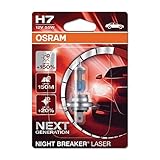 OSRAM NIGHT BREAKER LASER H7, +150% mehr Helligkeit, Halogen-Scheinwerferlampe, 64210NL-01B, 12V PKW, Blister (1 Lampe)