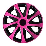 Eight Tec Handelsagentur (Farbe & Größe wählbar) 13 Zoll Radkappen, Radzierblenden Draco Bicolor (Schwarz/Pink) passend für Fast alle Fahrzeugtypen (universal)