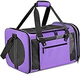 Vailge Transportbox Katze Transportbox Hund Faltbare Katzentransportbox, Transporttasche für Haustiere im Flugzeug Transportbox für Haustiere Katze Mittel Kleine Hunde 15lbs (Lila)