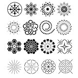 16 Stk Mandala Schablone Set, Mandala Wiederverwendbar Laserschnitt Malschablone vintage airbrush vorlage schablone mandala schablonen groß für Wand, Stein, Malen Vorlagen Kinder (6x6 Zoll)