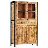 vidaXL Mangoholz Massiv Highboard 2 Schubladen Handgefertigt Beistellschrank Kommode Sideboard Anrichte Schrank Standschrank Mehrzweckschrank 100x40x175