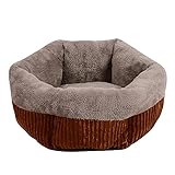 SongDeYTT Katzenbett Hundebett Plüsch-Haustier-Bett-Winter-Warme Katze Nest Warm Liegekissen Für Small Medium Pet/Braun/S