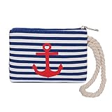 Sonia Originelli Geldbeutel Anker Mini Tasche Maritim Streifen Kordel Farbe Blau-R