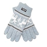 EEM Damen Strick Handschuhe X-Mas aus Baumwolle mit Thinsulate Thermofutter aus Polyester hellblau Hirsch M