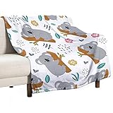 Kuscheldecke 130x150cm Flanell Decke,Koala Blumen,Flaushig Weiche Fleecedecke Anti-Pilling Warm Sofadecke,für Kinder Teens Erw