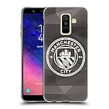 Head Case Designs Offiziell Offizielle Manchester City Man City FC Schwarz Weiss Mono Abzeichen Geometrisch Soft Gel Handyhülle Hülle kompatibel mit Samsung Galaxy A6 Plus (2018)