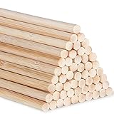 AUSYDE Bambusstäbe zum Basteln 30cm, Bastelstäbe Runder Stock, 55 Stück 6mm/0.24inch Holz, Rundhölzer zum Basteln, Hochwertige Bambusstock