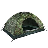 SHYEKYO Outdoor Zelt, Camouflage Zelt 170T Polyester mit Silberbeschichtung mit Belüftung und Einer Abdeckung für Camping für Outdoor zum Wandern für S