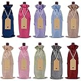 LQXZJ-Aufbewahrungstasche, 10 PCS Staubdichtes Weinflaschenset Mit Kordelzug, Sackleinen-Wein-Geschenktüte, Farbe Wiederverwendbare Waschbare Staubdichte Weintasche Mit Kordelzug Wein Oder Champagner,