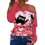 Allegorly Shirt Damen Herbst Festliche Blusen Damen Party Outfit Langarmshirts V-Ausschnitt Bluse Tunika Damen Oberteile Casual Lose Pullover Bluse Oversize Sweatshirt Tops (#3 Pink, M)