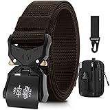 BESTKEE Herren Taktischer Gürtel, Arbeitsgürtel Schwerlast Gürtel, Militärstil Schnellverschluss Metallschnalle 38MM Breite, Geschenk mit taktischem Molle Beutel und Hak