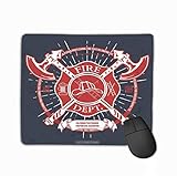 Rutschfeste Gummi Mousepad Gaming Mouse Pad Feuerwehr Label Helm gekreuzte Äx