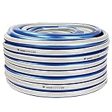 JonesHouseDeco 50M Heavy-Duty Verstärkte 4-lagige PVC-Gartenschlauchleitung 3/4'' Blau-Weiß für Gartenbewässerung, Haustierbewässerung, Hausreinigung