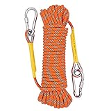 X XBEN Outdoor-Seil Durchmesser 8mm/10mm Hochfestes Nylon Statisches Seil, Bruchlast: 1500kg, mit 2 Stahlhaken für Arbeiten in der Höhe/Feuerleiter/Abseilen/Sport camping usw, Länge10m/20m/30m/50m/70