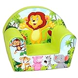 DELSIT Kindersessel Babysessel Kinder Sessel Baby Sitz Kindermöbel für Jungen Zoo Grü