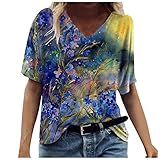 YJUU Damen Blusen Langarm Tunika 54 Blusen Für Oberteile Jugendliche Mädchen Hemdblusen Blau Frauen Tops Sommer Blusenshirt Tunika Batik Blusenkragen Einsatz Oberteile Schwarz Hemdbluse Stretch Top