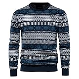 Corumly Herren Pullover Herbst Britische Mode Farbblock Printed Langarm Pullover Business Casual Rundhals Pullover L