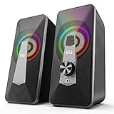 PC Lautsprecher mit 2.0 Kanal System 10 W Bluetooth Gaming Lautsprecher mit 3 LED Lichtmodi für Laptops, Mobiltelefon, Desktops, Tab