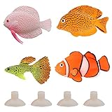 4 Stücke Aquarien Silikon Fische, Künstliche Fische für Aquarium, Fisch Schwimmende Aquarium Ornamente, Fake Aquarium Fische, Fische Dekoration für Aquarien, für die Dek