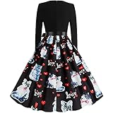 60S Vintage Valentinstag Herzdruck Festliches Ballkleid Etuikleid FüR Damen Sexy RüCkenfreies Figurbetontes Patchwork-Kleid Elegantes Enges Kleid Minikleid Langen ÄRmeln Party Kleid Abendkleid 2022