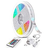 B.K.Licht LED Strip 10m, RGB Streifen, Strips, Band mit Farbwechsel, Stripes mit Fernbedienung, Lichtband selbstklebend, LED Leiste, Lichterkette bunt, L