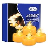 AGPtek LED Kerzen mit Timer, 24er Pack batteriebetriebene flammenlose Teelichter mit Timerfunktion 6 Stunden an und 18 Stunden aus für Hochzeit, Party, Haus Dekoration (flackernd Gelb)