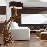 Standlampe Holz Teak RIAZ XL 200cm | Lampe aus Wurzelholz in Handarbeit gefertigt | mit Lampenschirm | Außergewöhnliche Stehlampe Holz aus echter Teak Wurzel | Teakholzlampe | Treibholz Lamp