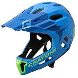 Cratoni C-Maniac 2.0 MX Fahrradhelm Fullfacehelm Downhill Freeride Kinnbügel abnehmbar (blau-grün, S/M (52-56 cm))