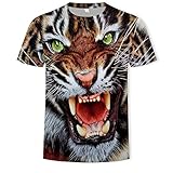 Baruler T-Shirt Löwe Tiger Print Casual Trendmarke Herren Kurzarm Top Rundhals Jacke, 3, S
