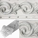 3D-Tapetenbordüre mit grauem Blumenmuster, selbstklebend, wasserdicht, dekorative Bordüre für Badezimmer, Wohnzimmer, Küche, Wand, 10 cm x 5
