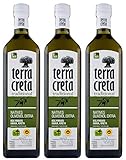 3x 1,0l Terra Creta Olivenöl P.D.O. Kolymvari | Extra natives Olivenöl von Kreta | + 1 x 20ml Olivenöl Probe aus G