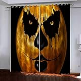 Halloween Deko-Vorhänge Schwarzbär Superweiche Wärmeisolierende Schlafzimmervorhänge mit Kleinem Loch für Verdunkelungs Schallschutzvorhänge im Wohnzimmer 2 Stück B 170 × H 255