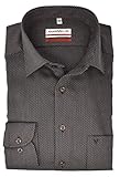 Marvelis Modern Fit Hemd New Kent Kragen mit Besatz bügelfrei Struktur Braun Reine Baumwolle, Größe:43