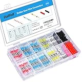 Dallfoll Lötverbinder 220PCS, Schrumpfschlauch Schwarz und Rot, Stoßverbinder mit Schmelzkleber 4 Größen, Wasserdichte Kabelverbinder für Marine Automotive Schrumpfverhältnis 3: 1