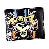 SDWJJ Musik Rock Band Geldbörse Gun Flower Rose Print Rolling Stone Kreditkartenetui, Neutral Small Wallet Tickets Rock'n'Roll Hip Hop (Color : Black, Size : 11.5x9.3cm)