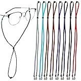 YMIFEEY 10 Stück Brillenband aus Leder Brillenkette Damen Brillenkordel Herren PU Brillenschnur Brillenbänder 8 Farben Brille Seil Schnur Kordel Halter für Sonnenbrille Lesebrille Schutzb