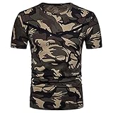 Shirt Herren Sommer Rundhals Spleißen Kurzarm Herren Freizeitshirt Slim Fit Basic Mode Design Herren T-Shirt Sport Trend Herren Camouflage T S
