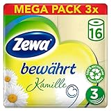 Zewa Toilettenpapier trocken bewährt Kamille, 3-lagig, 3er Pack (3 x 16 Stück)