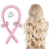 Hitzeloses Lockenstab-Stirnband, keine Hitze, seidige Locken Stirnband, weiche Schaumstoff-Lockenwickler, Lockenband und Flexi-Stangen für natürliches Haar (Pink)