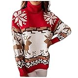 MARTINSHARK Weihnachtspulli Damen Christmas Sweater Winter Strickpullover Damenmode Herbst Winter Weihnachten Strick Langarm Rollkragenp