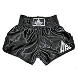 Dynamix Athletics Muay Thai Shorts Origin Schwarz/Weiß - Traditionelle Klassische Thaibox Hose für Herren (S)