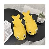 RHSMY Flip-Flop, lustige Kugelfisch-PVC-Rutschpantoffeln, Cartoon-Haushalts-Flipflops für Kinder (Einschub)(30~31EU, Yellow)