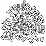 100 Stücke Aluminiumhülsen Alu Klemme, Aluminium Pressklemmen, Alu-Crimpschlaufe Würgeklemmen mit Doppelhülsen, Drahtseilklemmen Seilklemme für Stahlseil/Drahtseil Kabel, Silberton (2mm/0,079inch)