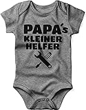 miKalino Babybody mit Spruch für Jungen Mädchen Unisex kurzarm Papas kleiner Helfer | handbedruckt in Deutschland | Handmade with love, Farbe:heather, Grösse:80